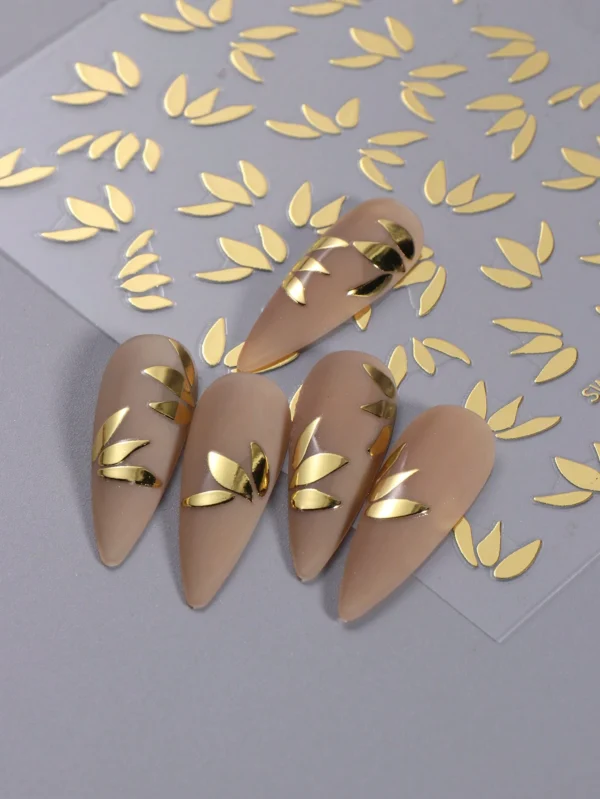 2 pcs Autocollants feuilles dorées – Image 4