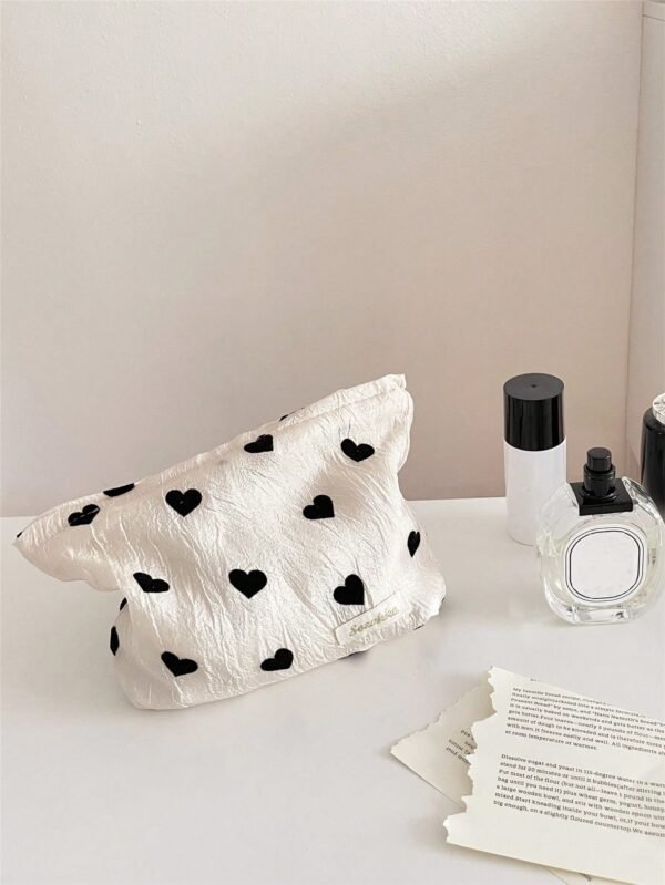 1 pc sac cœur noir cosmétique – Image 2