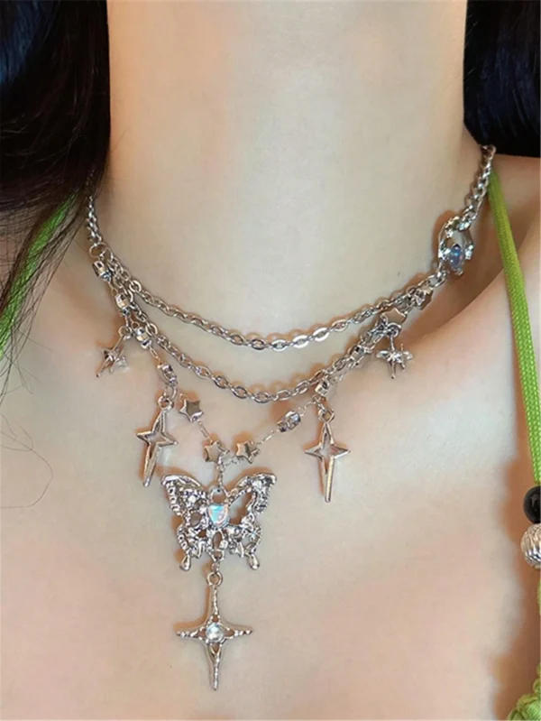 Collier Papillon Lune Strass – Image 6
