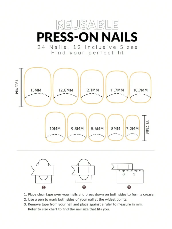 24 pcs ongles rouges colle stickers – Image 5