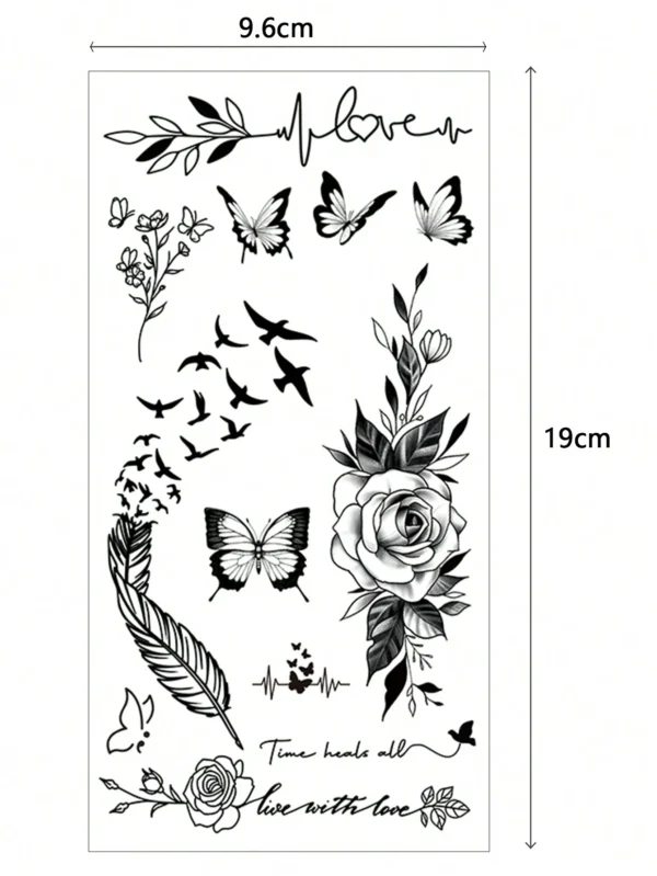 6 pcs tatouages papillon fleur – Image 7
