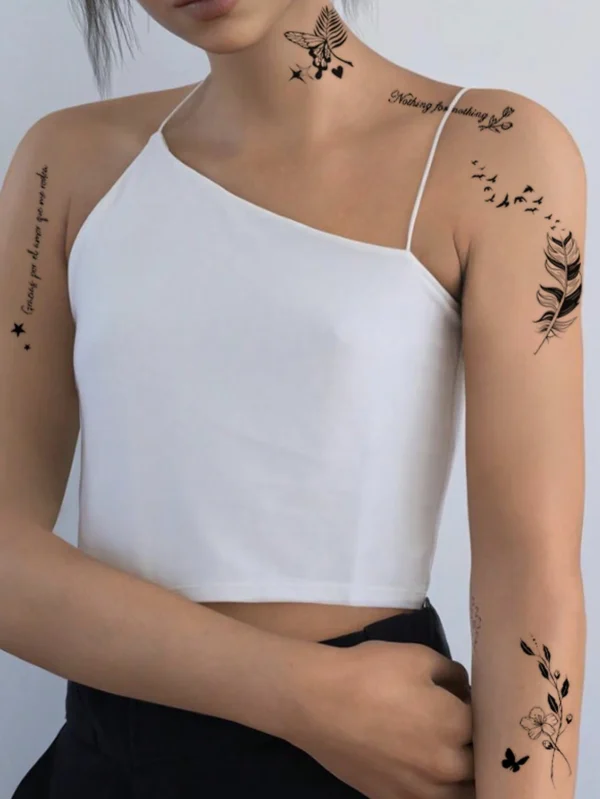 6 pcs tatouages papillon fleur – Image 3