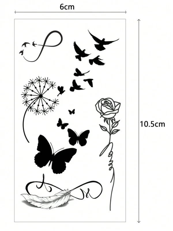 6 pcs tatouages papillon fleur – Image 8