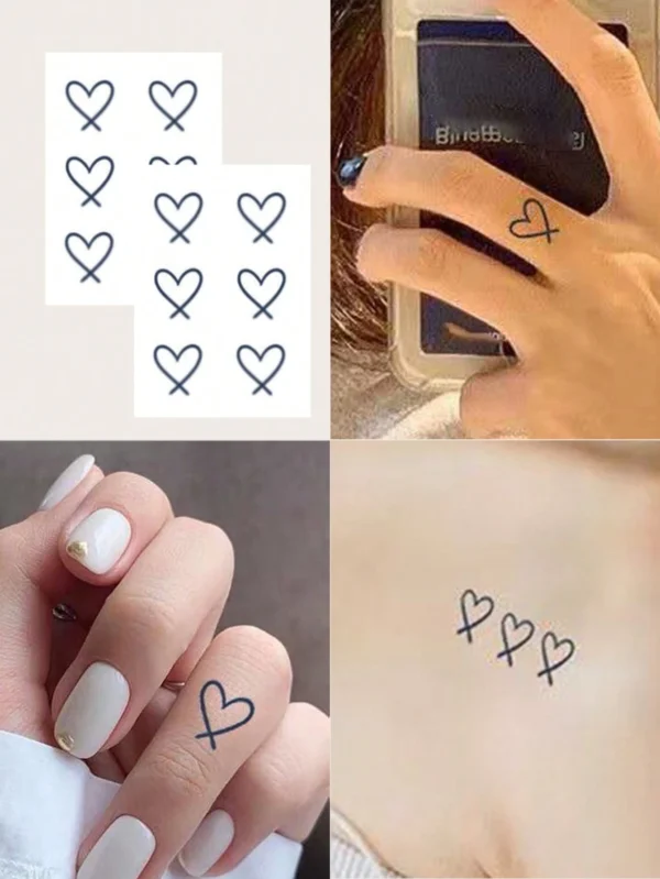 2 pcs tattoos cœur bleus