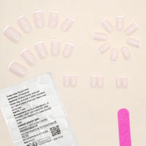 24 pcs ongles roses français