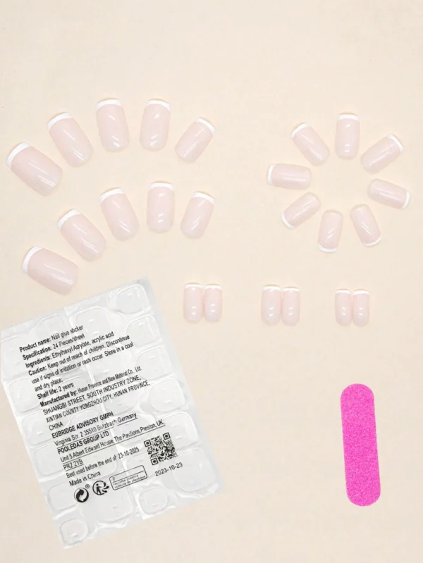 24 pcs ongles roses français – Image 2