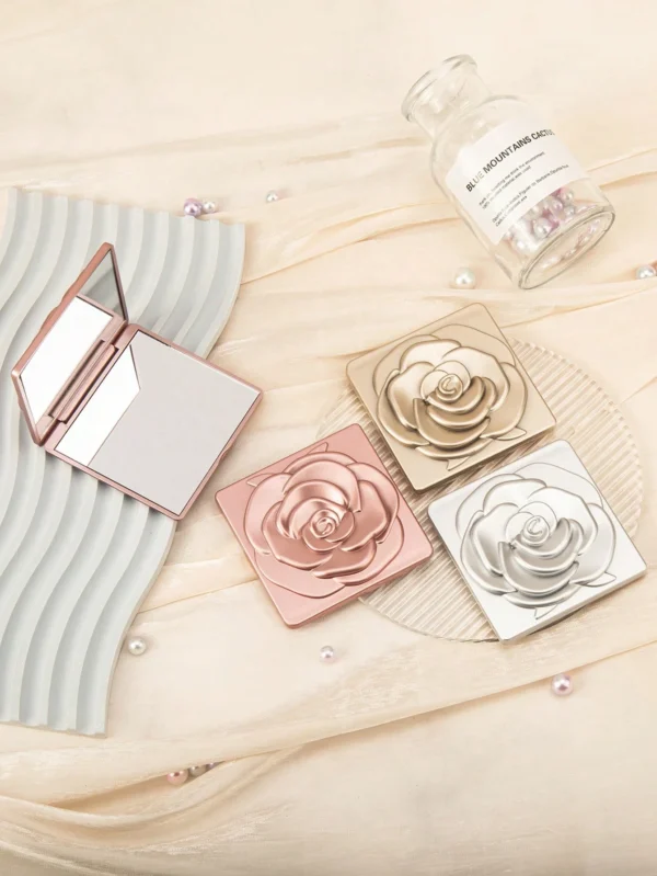 Miroir pliant motif rose