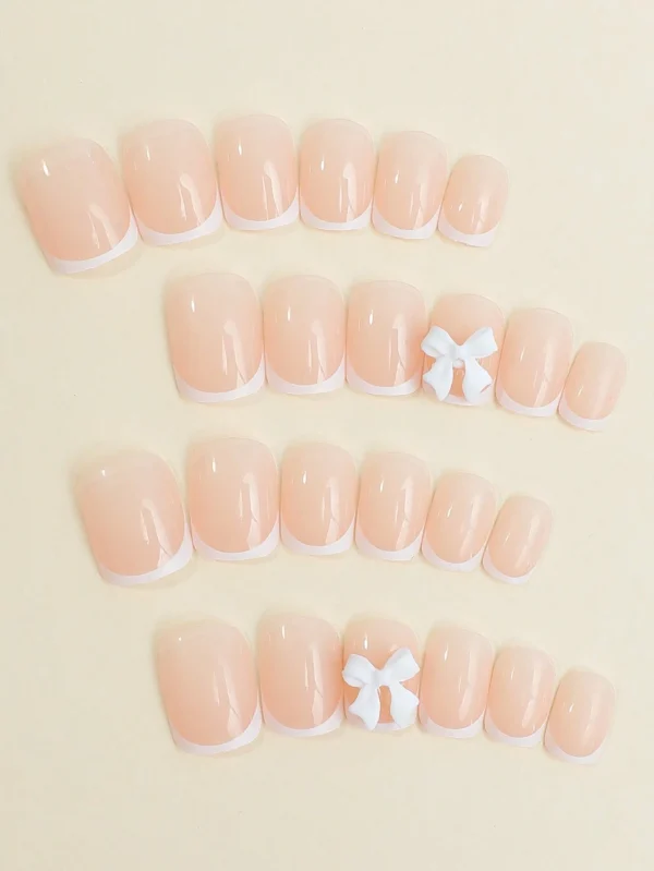 24 pcs ongles carrés nœud papillon – Image 3