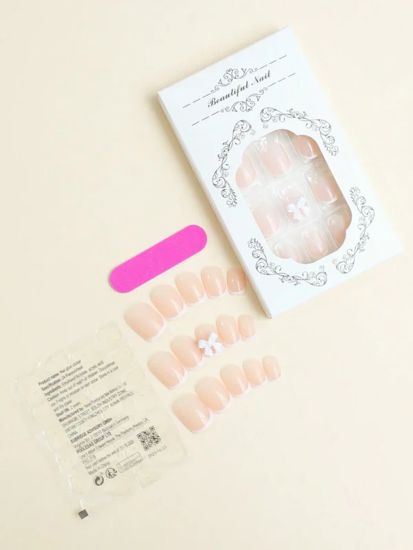 24 pcs ongles carrés nœud papillon – Image 2