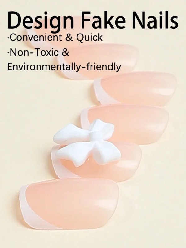 24 pcs ongles carrés nœud papillon – Image 4