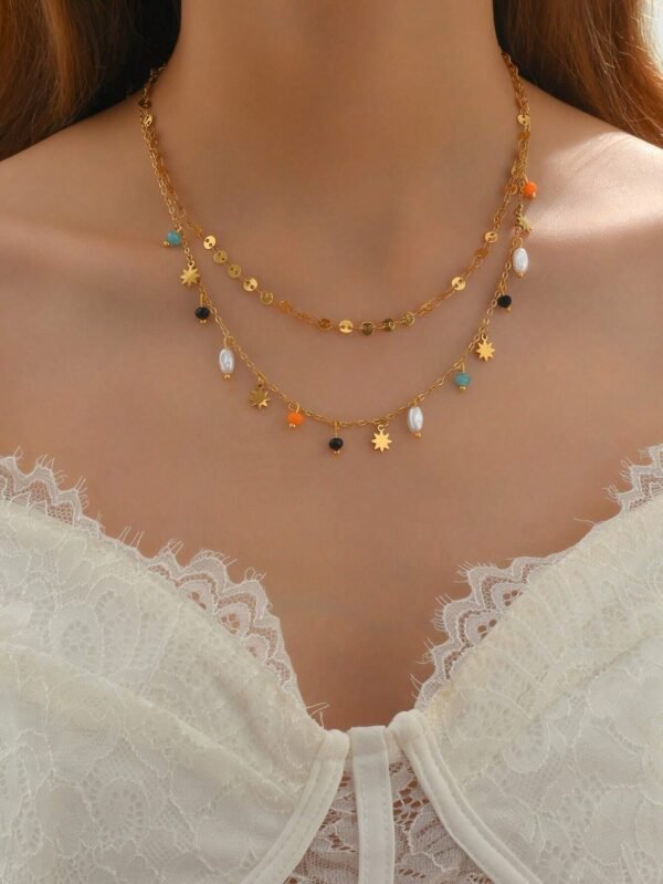 Collier étoilé colé double
