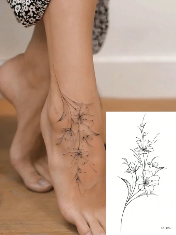 1 pc tatouage bouquet fleurs – Image 2