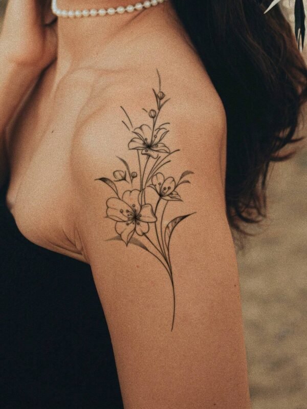 1 pc tatouage bouquet fleurs – Image 4