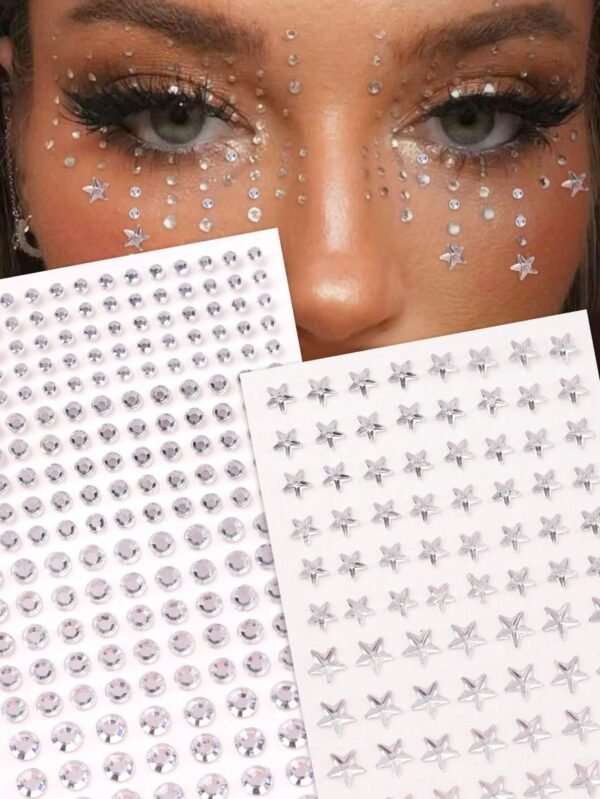 2 pcs strass étoiles visage