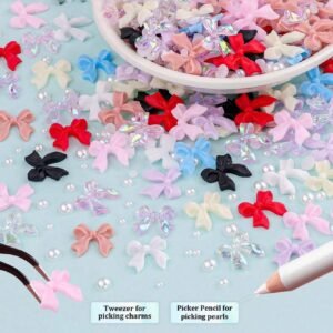 500 pcs Ruban nœud + perles