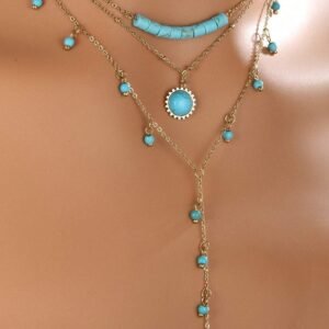 Collier bohème turquoise multi