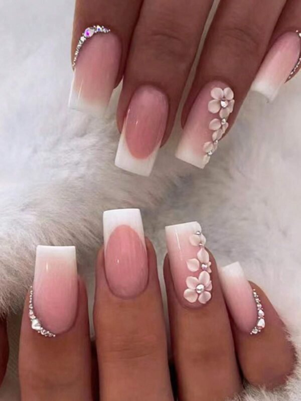 24 pcs stickers ongles floraux roses – Image 10