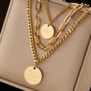 Collier Rond Gravé Rétro