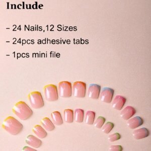 24 pcs ongles amande dégradé rose