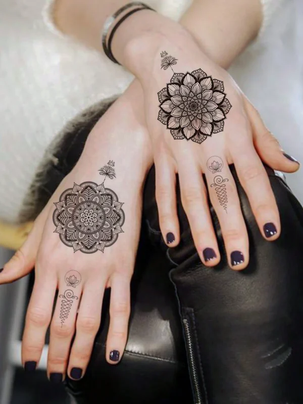 2 feuilles tattoos mandala fille – Image 5