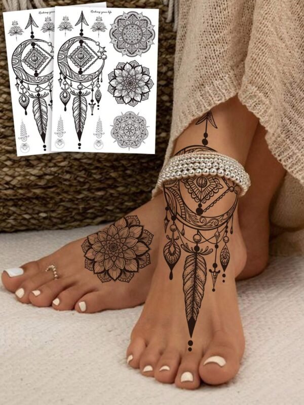 2 feuilles tattoos mandala fille
