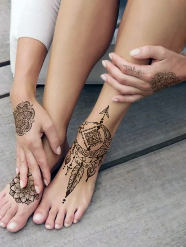 2 feuilles tattoos mandala fille – Image 3