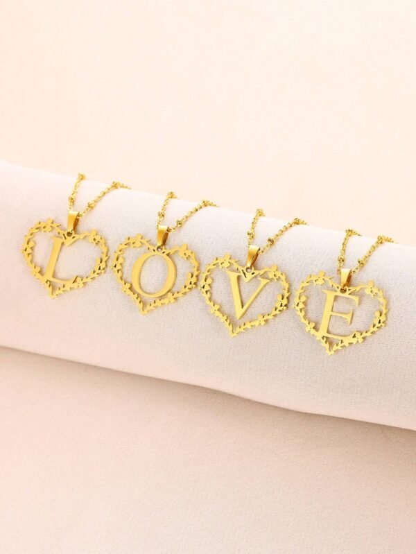 Collier Cœur Lettre Mariage – Image 4