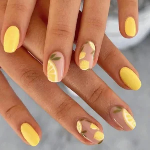 24 pcs ongles carrés citron jaune