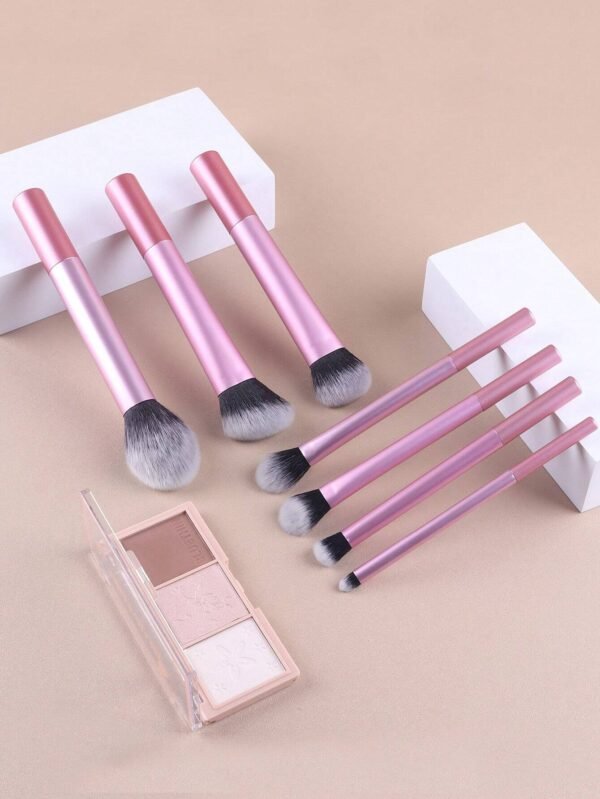 7 pcs pinceaux maquillage rose – Image 3