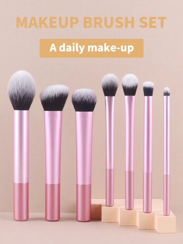 7 pcs pinceaux maquillage rose