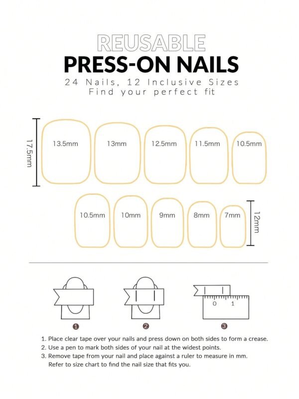 24 pcs ongles carrés cœurs mariée – Image 5