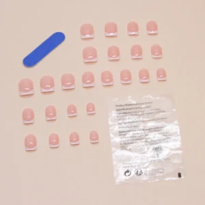 24 pcs ongles carrés cœurs mariée