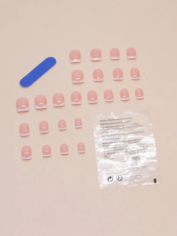 24 pcs ongles carrés cœurs mariée – Image 2