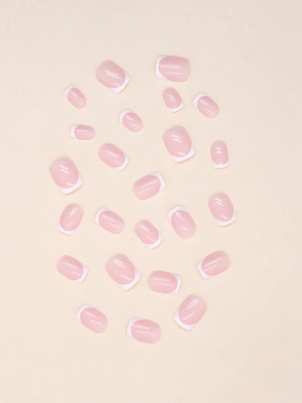 24 pcs ongles carrés cœurs mariée – Image 3