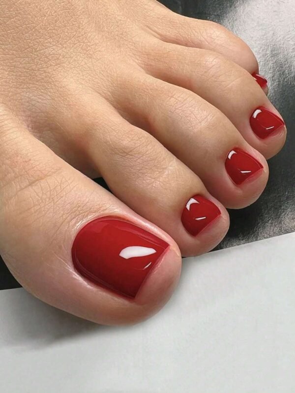 24 pcs ongles orteils rouges carrés – Image 2