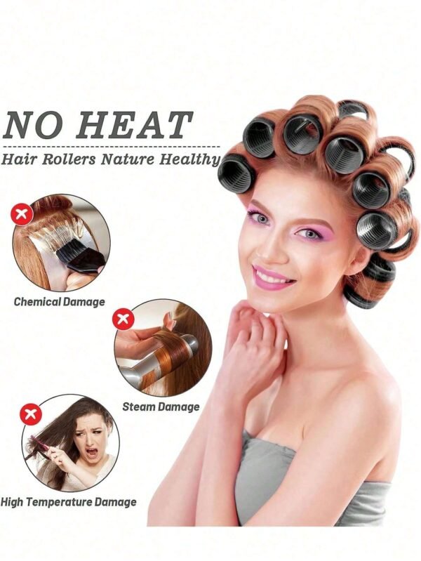 18 pièces Rouleaux cheveux + pinces – Image 2