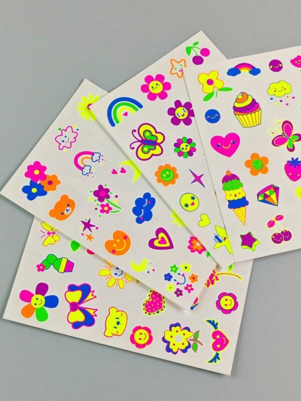 4 feuilles tattoos UV néon – Image 3