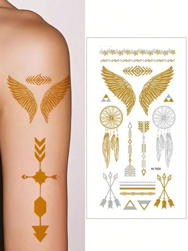 5 feuilles tatouage dentelle or – Image 4