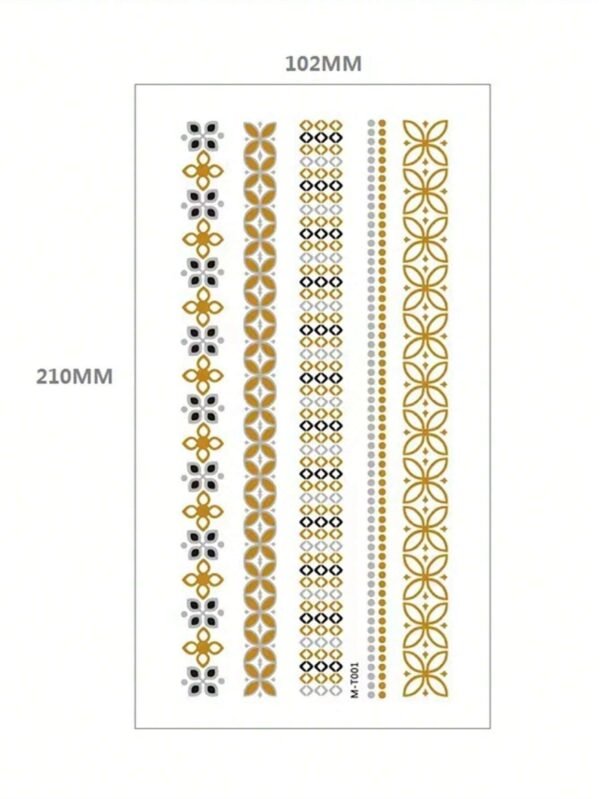 5 feuilles tatouage dentelle or – Image 5