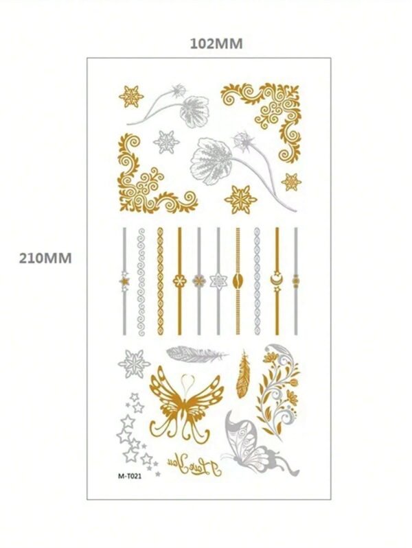 5 feuilles tatouage dentelle or – Image 7