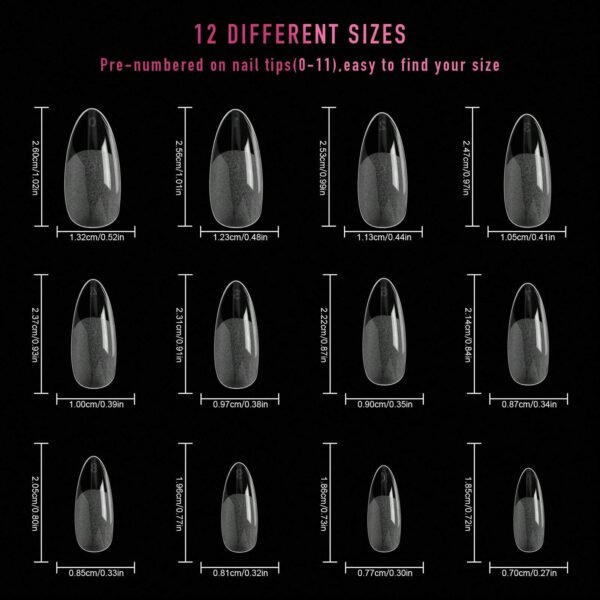 120 pcs ongles amande mats transparents – Image 2