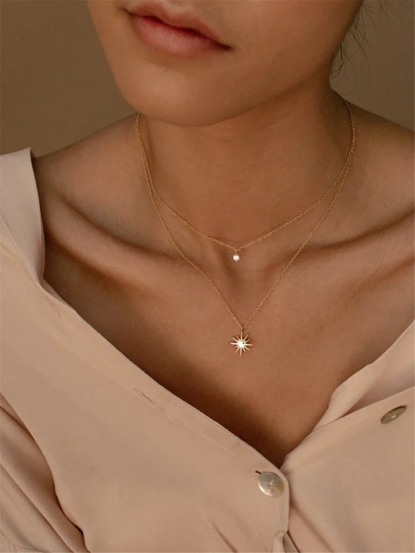 Collier étoile zircone double – Image 2