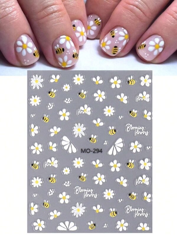 2 feuilles autocollants fleurs – Image 2