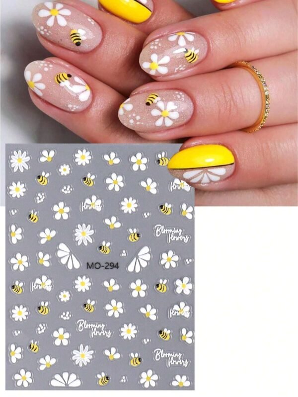 2 feuilles autocollants fleurs – Image 4