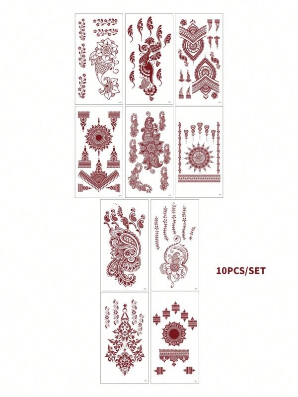 10 pcs tatouages henné rouges – Image 7