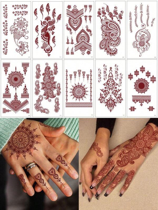 10 pcs tatouages henné rouges