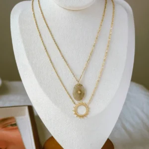 Collier soleil pierre dé