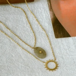 Collier soleil pierre dé