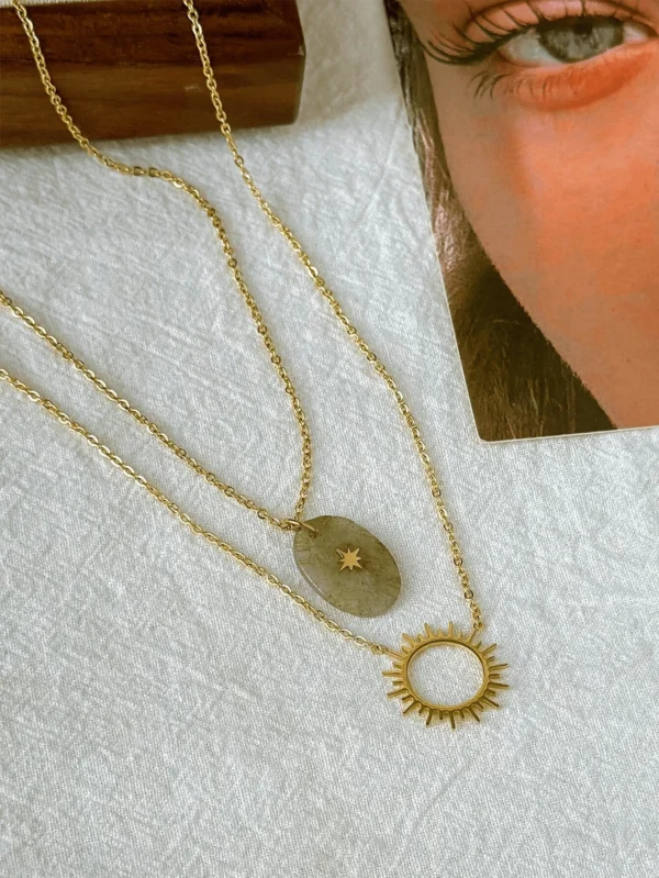 Collier soleil pierre dé – Image 2
