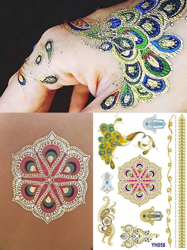 3 feuilles tatouages dorés femme – Image 4